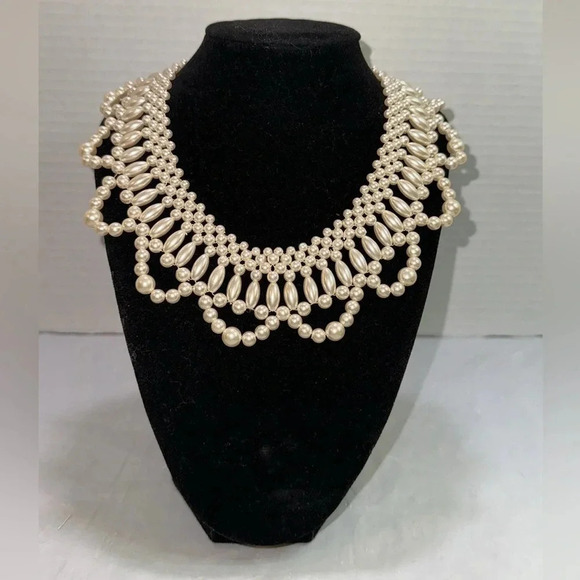 Source Unknown Jewelry - 1950s Vintage Faux Pearl Collar, Faux Pearl Choker Necklace
